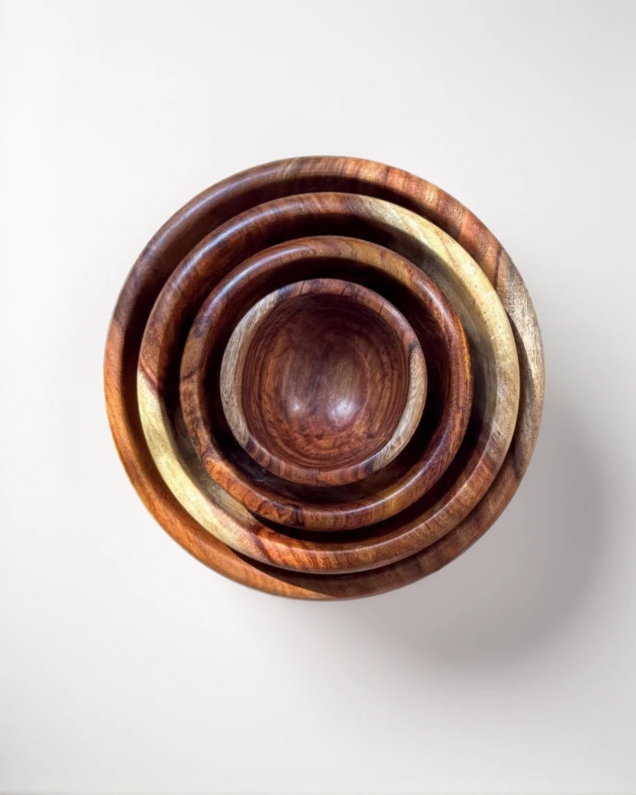 4 Set Natural Wooden Bowls