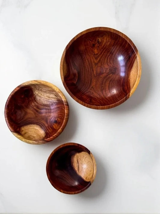 3 Set Natural Wooden Bowls