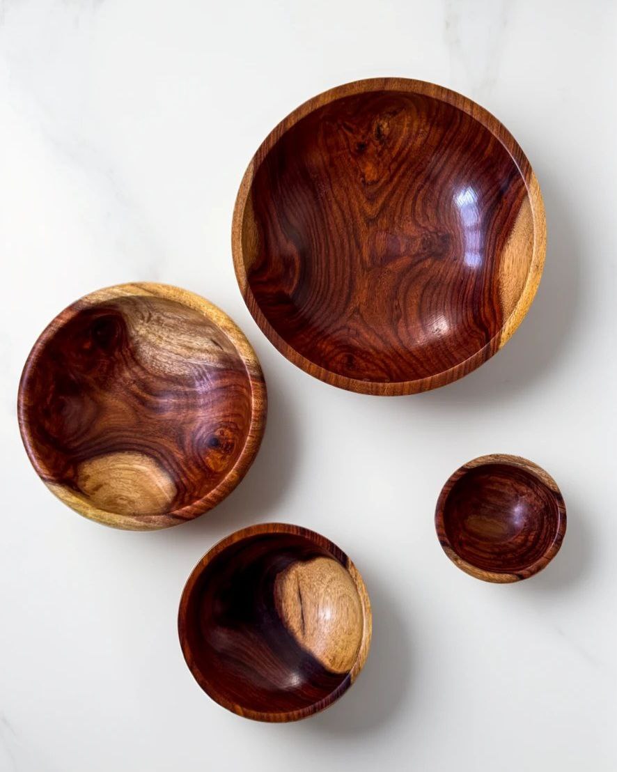 4 Set Natural Wooden Bowls